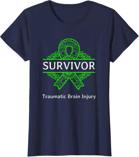 Vista 38 de Camiseta de concientización traumática con cinta verde para supervivientes de lesiones cerebrales, Negro, S