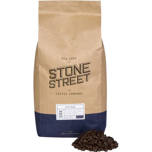 Vista 10 de Café frío Stone Street, mezcla fuerte y suave, café de grano entero, tostado oscuro, origen único colombiano, 1 libra.