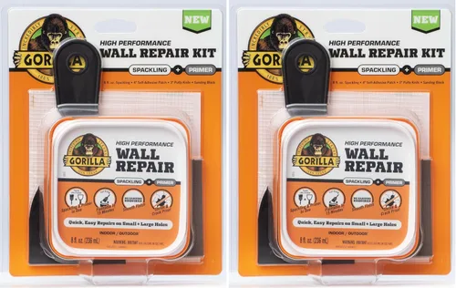 Vista 10 de Gorilla - Kit de reparación de pared con revestimiento, resistente, resanador + imprimación en color blanco