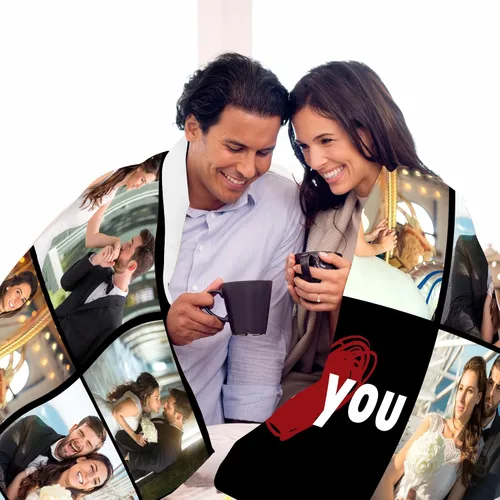Vista 7 de Manta personalizada con foto, fabricada en Estados Unidos, 5 fotos, mantas personalizadas con imágenes propias para papá, mamá, familia, niños