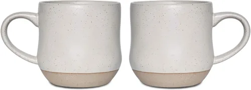 Vista 8 de Bosmarlin Juego de 2 tazas grandes de café moteadas de cerámica, taza de té grande, 17 onzas, aptas para lavavajillas y microondas (negro, 2)