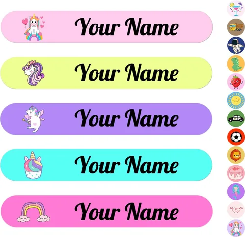 Vista 21 de 100 calcomanías de nombre personalizadas para niños, etiquetas de nombre personalizadas para suministros escolares, guardería, etiquetas
