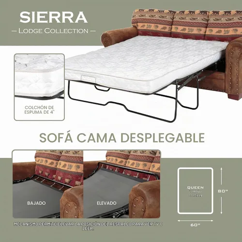 Vista 4 de American Furniture Classics Sierra Lodge - Juego de sofá cama de 4 piezas, color marrón Tapiz Sierra Lodge