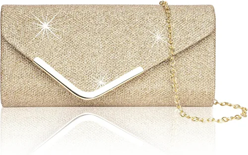 Vista 14 de Bolso de mano Larcenciel para mujer, bolso de lentejuelas brillante con cadena, bolso de noche con destellos para fiestas y graduaciones