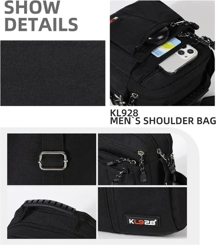 Vista 4 de KL928 Bolsa de mensajero para hombre Bolso cruzado de hombro, bolsa de viaje para hombre, bolso casual para trabajo y negocios