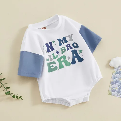 Vista 2 de Omkzanbi Big Brother Little Brother - Traje a juego en My BigLil Bro Era Romper camisa pantalones cortos para correr, 2 piezas de ropa de verano