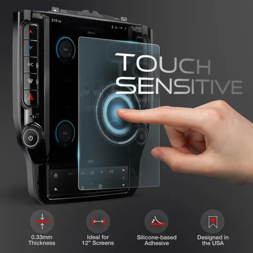 Vista 4 de Protector de pantalla premium compatible con Dodge Ram 2019, 2020, 1500, 2500, 3500, 3500, Uconnect de 12 pulgadas, vidrio templado
