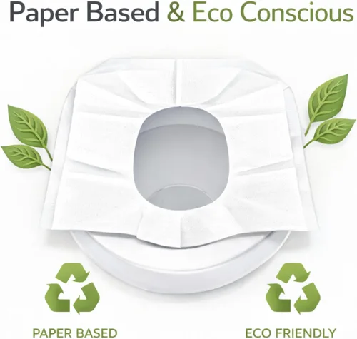 Vista 6 de Pee Safe Fundas desechables para asiento de inodoro, forros a base de papel, 20 unidades, fundas de higiene aptas para viajes para baños