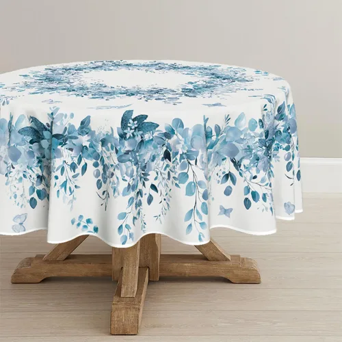 Vista 14 de Horaldaily Mantel de primavera rectangular de 52 x 70 pulgadas, mantel floral de eucalipto azul para decoración de fiestas, pícnic, cenas