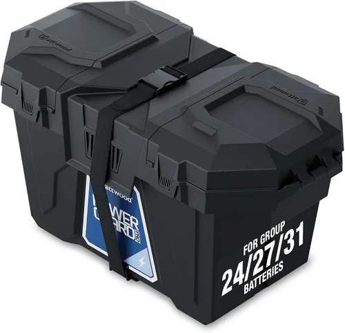 Vista 10 de Attwood 9082-1 Caja de batería pequeña con kit de montaje y correa, compatible con baterías de la serie 16 y U1, color negro