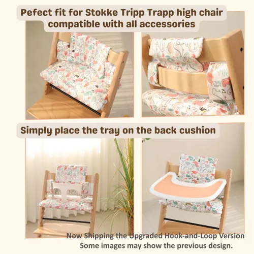 Vista 4 de Stokke Tripp Trapp - Juego de cojines impermeables y compatibles, fáciles de limpiar, hechos de tela de Corea, 100% algodón, juego de cojines