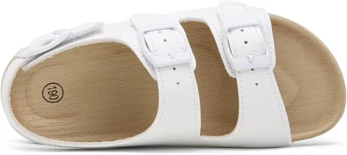 Vista 7 de Sandalias ajustables de doble hebilla para niñas y niños, zapatos de verano ligeros con velcro para niños pequeños y grandes