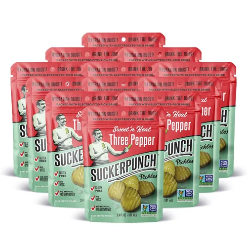 Vista 8 de SuckerPunch Encurtidos en una bolsa, sin gluten, kosher, sin azúcar, bajo en calorías, keto, vegano, sin OMG, listo para comer, para llevar, bolsas