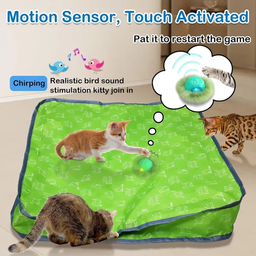 Vista 11 de Waaiio Juguetes interactivos para gatos de interior, bola de gato móvil automática en bolsa, estimulación de chirridos, juego de ejercicios