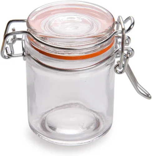 Vista 2 de Restaurantware Tarro Mason con tapa con abrazadera - Tarros Mason con tapa de gatillo - Almacena líquidos o productos secos Sirve postres, bebidas