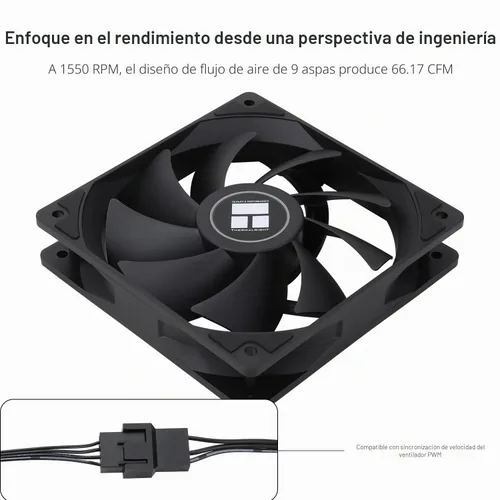 Vista 3 de Thermalright Ventilador de CPU TL-C12C X5, refrigeración negra, ventilador en la versión sin iluminación, establece lazos o ventilador de PC