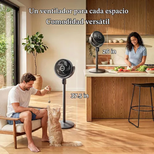 Vista 4 de LEVOIT Ventilador de pie para dormitorio, ventilador de pedestal oscilante de 90°, silencioso de 20 dB para dormir, flujo de aire de 1024 CFM