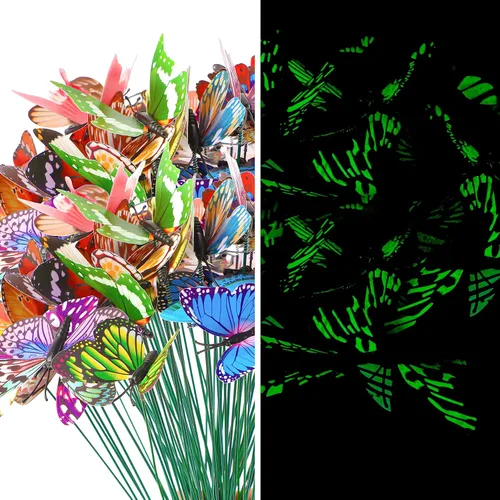 Vista 13 de Augshy 50 piezas de decoración de libélula artificiales, estacas de jardín de libélula 3D