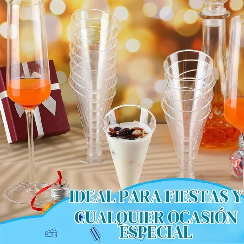 Vista 6 de Nuogo Paquete de 50 tazas transparentes de postre cucharas, mini tazas de postre, cucharas de plástico de Martini de 4 onzas, vasos de postre