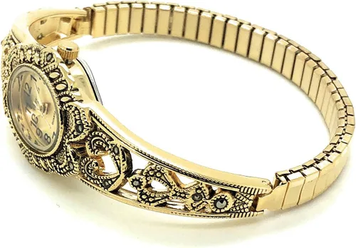 Vista 3 de Elegante reloj de moda ovalado de marcasita elástica para mujer