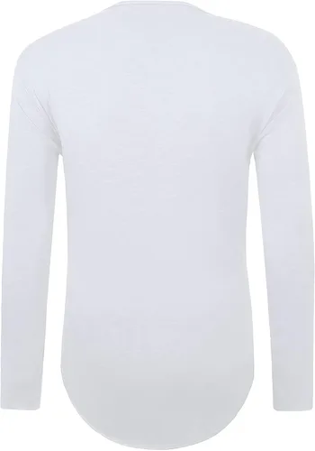 Vista 4 de LIWEIKE Camiseta de manga larga para hombre con dobladillo curvo y dobladillo curvo