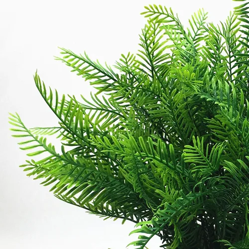 Vista 5 de CATTREE Arbustos artificiales, plantas de plástico, hierba de bambú, arbustos verdes falsos, hojas verdes, bodas, interiores, exteriores, hogar