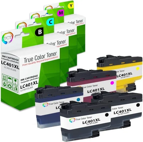 Vista 7 de TCT Paquete de 4 cartuchos de tinta, repuesto compatible para Brother LC401XL Series, alto rendimiento, funciona con Brother MFC-J1010 J1012 J1170