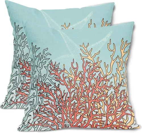 Vista 47 de Fundas de cojín decorativas primavera-verano 40x40 cm, juego de 2 fundas de cojín verdes con flores botánicas, fundas de cojín decorativas para Aqua
