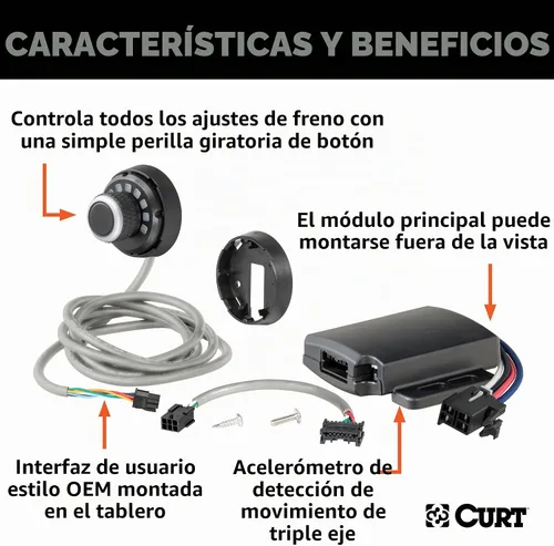 Vista 4 de CURT 51170 Spectrum Estilo de Equipo Original, Controlador de Freno Eléctrico para Remolque Integrado, Proporcional Controls 1-4 Axles and 2-8