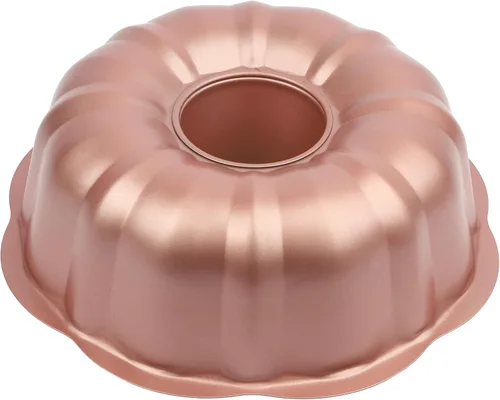 Vista 29 de David Burke Molde para hornear estriado de 9" - Molde para pasteles Bundt de acero al carbono - Bronce
