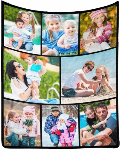 Vista 16 de MyPupSocks Manta de fotos personalizada para la familia, manta personalizada con 10 fotos y texto para mejores amigos, personaliza tus propias fotos