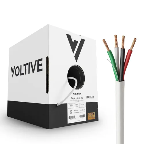 Vista 27 de Voltive Cable de altavoz 12/2, Plenum CL3P, blanco, 500 pies - 12 AWG, 2 conductores, cobre trenzado sin oxígeno, listado UL - V-1214-2