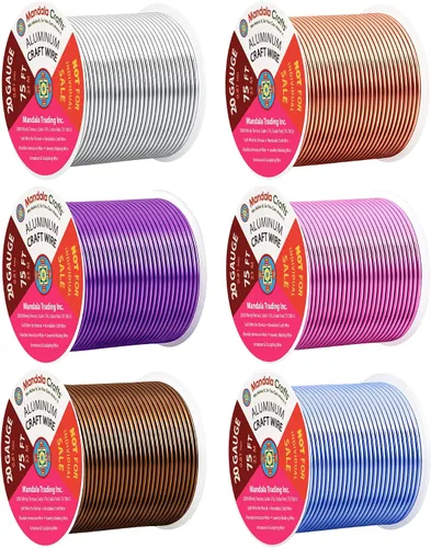 Vista 244 de Mandala Crafts - Alambre de aluminio anodizado de calibre 22 para hacer joyas - 137.2 m de alambre flexible surtido y coloreado - Doble para bonsái