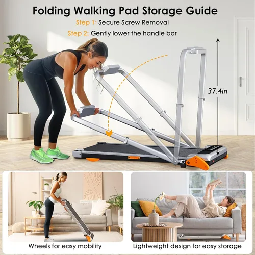 Vista 7 de Walking Pad with Incline Portable Treadmill with Handle Bar for Home Office Under Desk Use Small Space Treadmill