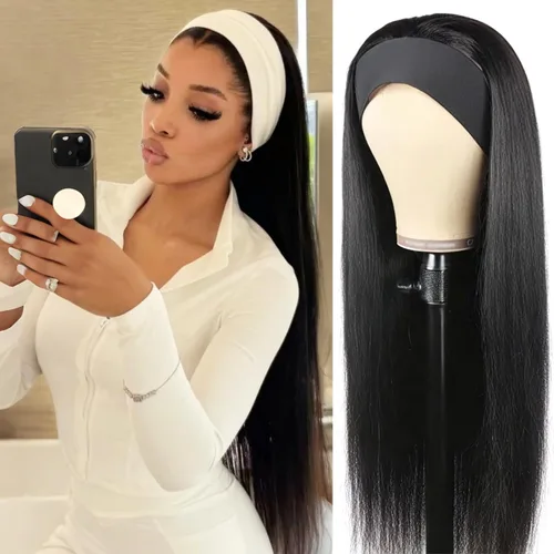 Vista 49 de XSY: Peluca de diadema de cabello humano de onda profunda sin pegamento, sin encaje frontal, peluca de diadema rizada, lista para usar y llevar