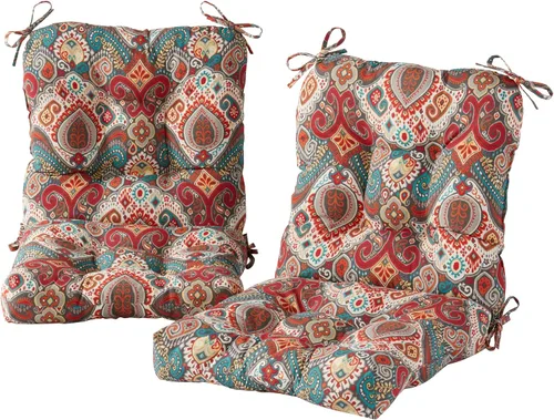 Vista 24 de Greendale Home Fashions Juego de 2 cojines de asiento y respaldo para exteriores, diseño Adobe Stripe 2