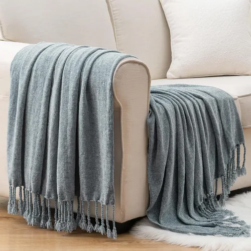 Vista 14 de BATTILO HOME Manta de Chenille Beige para Sofá, Manta Decorativa con Flecos Aterciopelados Color Caqui Tostado para Sofá Decoración del Hogar