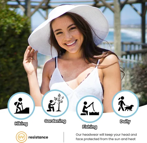 Vista 64 de Simplicity - Sombrero con protección solar UV UPF 50 para mujer, convertible en visera para playa