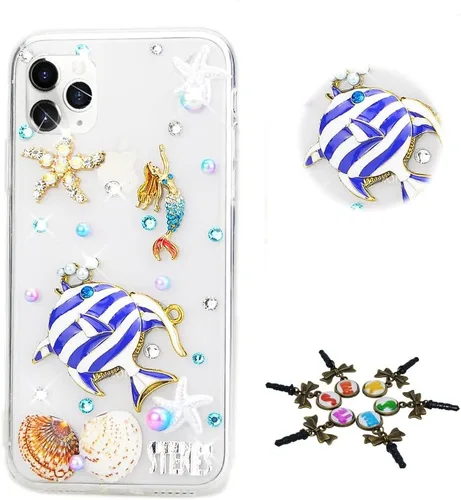Vista 9 de Funda brillante compatible con Google Pixel 7a, elegante funda 3D hecha a mano con diseño de diamantes de imitación de libélula y diamantes