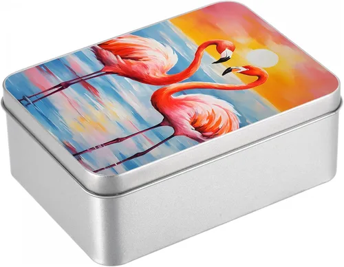 Vista 47 de Caja de lata de metal con tapa, contenedor de almacenamiento rectangular vacío de hojalata, estuche de lata portátil ligero para manualidades