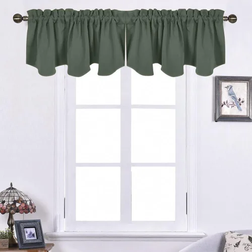 Vista 12 de NICETOWN - Cortinas con valances azul piedra para ventana de sala de estar, dormitorio, baño, 2 paneles estilo granja rústico para comedor, cortinas