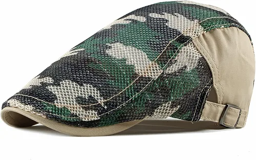 Vista 29 de Newsboy - Gorra de algodón para hombre, diseño de camuflaje, ajustable, ajustable, plano, suave, para caza y golf