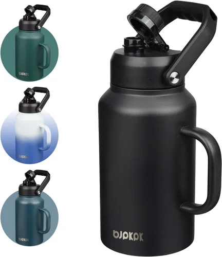 Vista 51 de BJPKPK Botella de agua aislada de un galón (128 onzas), de acero inoxidable, apta para lavavajillas, jarra sin BPA con mango ergonómico y parte
