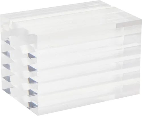 Vista 6 de Soportes transparentes para números de mesa para bodas, letreros acrílicos para tarjetas de lugar (paquete de 6)