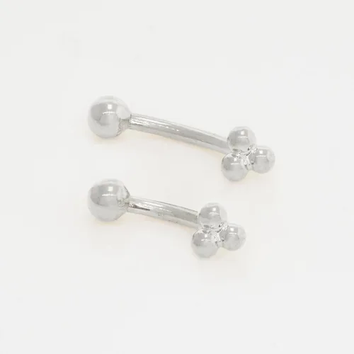 Vista 5 de ANYGOLDS 14K Solid Gold Floral Trinity Curved Barbell Earring - 16gauge Eyebrow, Cartilage, Daith & Helix Piercing Jewelry - Tragus, Conch, Rook &