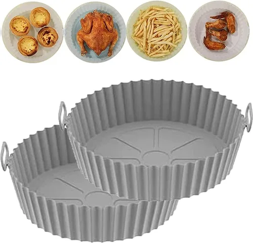 Vista 14 de Bandeja de silicona para hornear para freidora de aire, bandeja de silicona reutilizable para freidora de aire para canasta de 3.6 a 6.8 cuartos