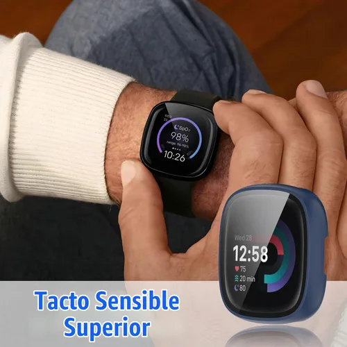 Vista 7 de Paquete de 6 fundas protectoras de pantalla para Fitbit Sense 2 / Versa 4 [cobertura completa], parachoques de policarbonato duro, accesorios