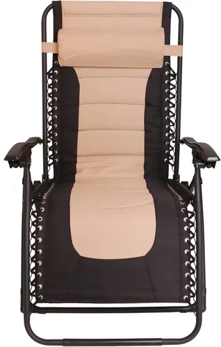 Vista 4 de BTEXPERT Silla reclinable plegable acolchada de gran tamaño con gravedad cero, color negro y marrón