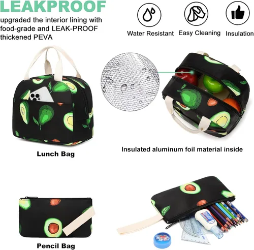 Vista 3 de Mochila infantil para niñas, adolescentes, bolsas escolares con bolsa de almuerzo, estuche para lápices