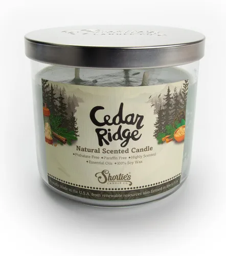 Vista 2 de Cedar Ridge - Vela natural de 3 mechas altamente perfumada, aceites aromáticos esenciales, 100% sin soja, ftalatos y parabenos, combustión limpia